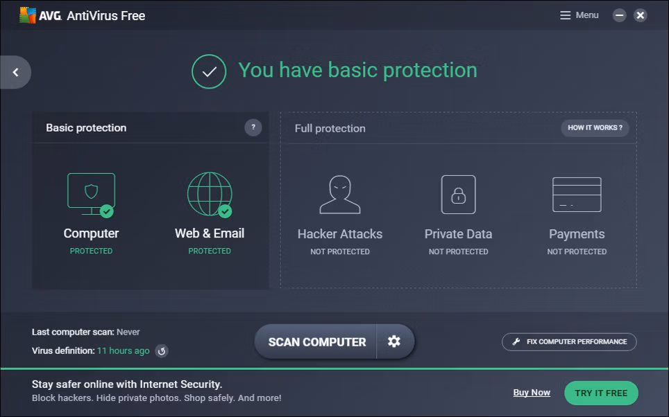 AVG AntiVirus FREE Screenshot