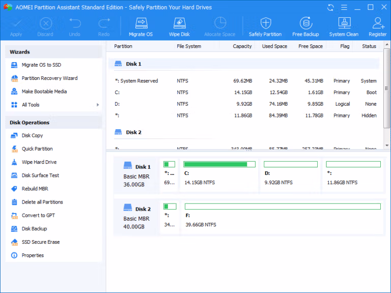 AOMEI Partition Assistant Screenshot