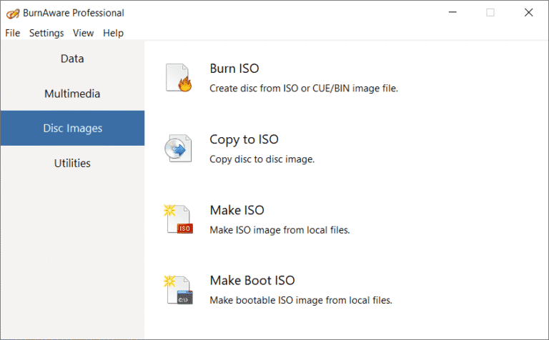 BurnAware Pro User Interface