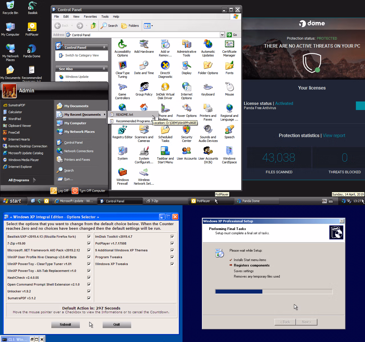Windows XP Integral Edition Screenshots Installation Desktop Malware Scan