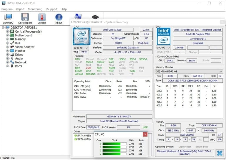 HWiNFO64 Window