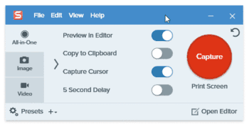 TechSmith Snagit 2022 Menu
