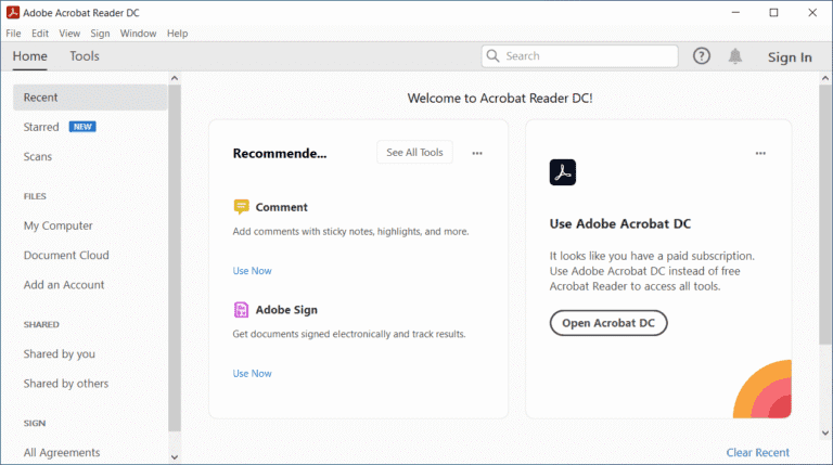 Adobe Acrobat Reader DC screenshot