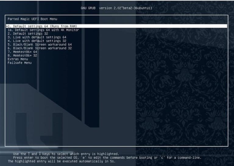 Parted Magic gui