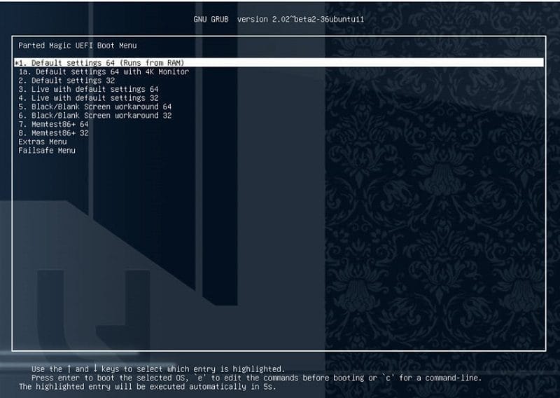 Parted Magic gui
