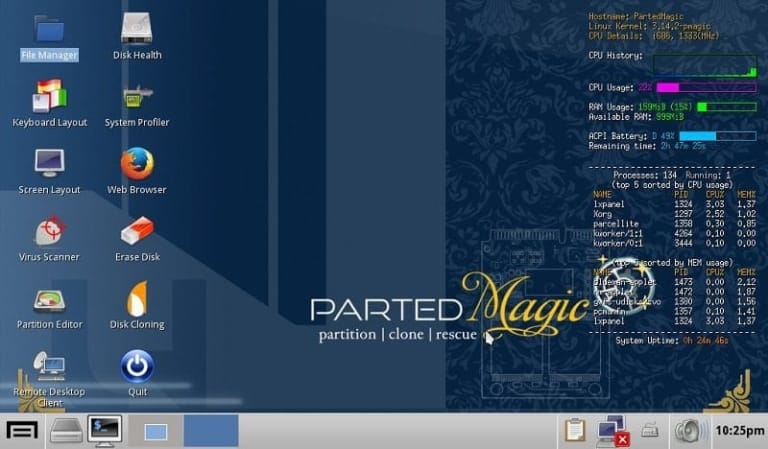 Parted Magic gui