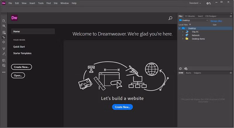Adobe Dreamweaver 2021 Dark mode