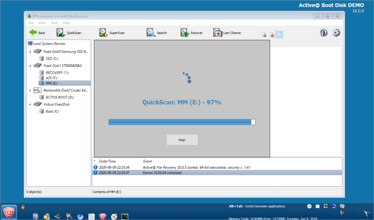 Active Boot Disk File Recovery