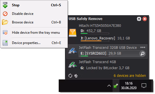 USB Safely Remove Screenshot