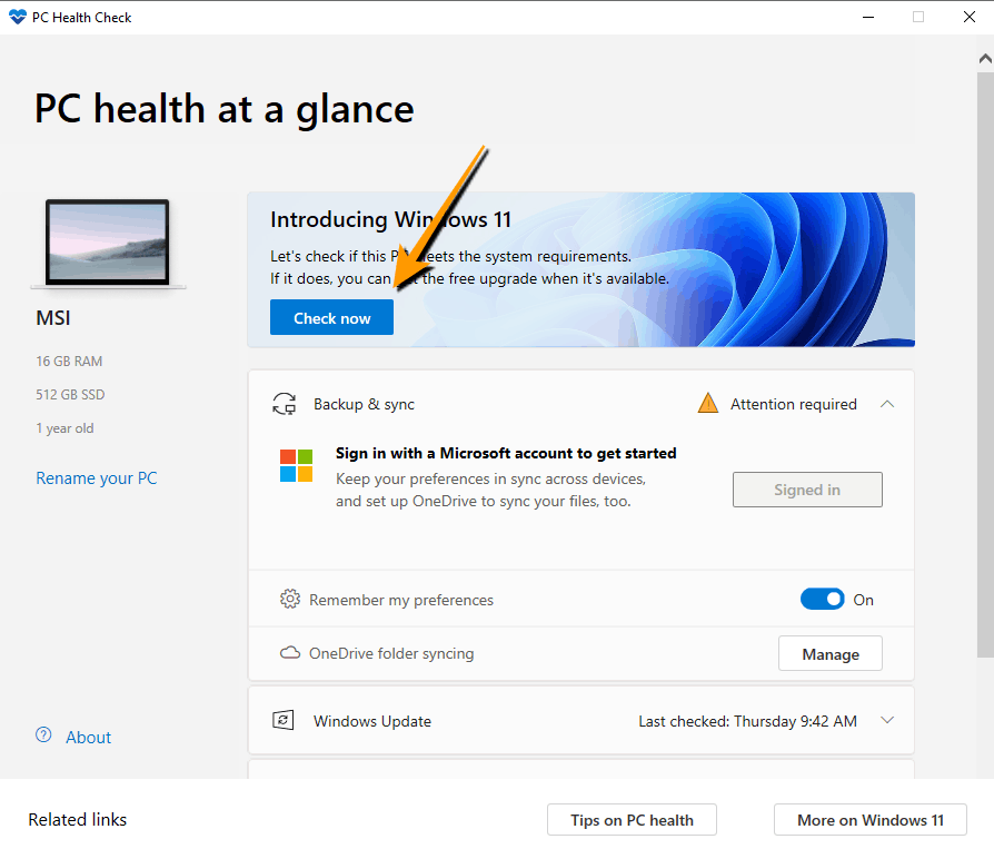 ใช้ PC health check เช็คความเข้ากันได้กับ Windows 11 ใช้ PC health check เช็คความเข้ากันได้กับ Windows 11