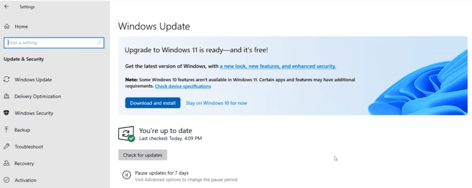 Upgrade to windows 11 via Windows Update Upgrade to windows 11 via Windows Update