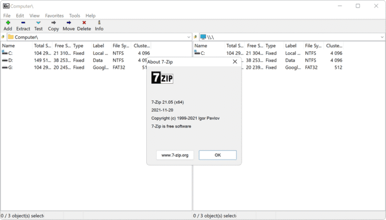 7-zip screenshot on windows 11