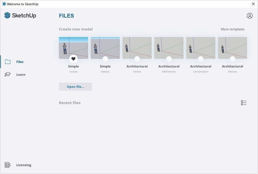 SketchUp 2022 Welcome Screen