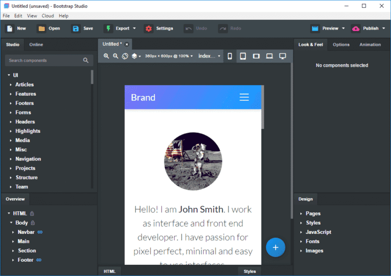 Bootstrap Studio 6 screenshot