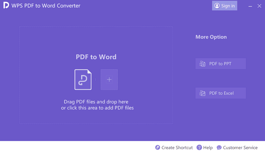 WPS PDF to Word Converter Screenshot 1