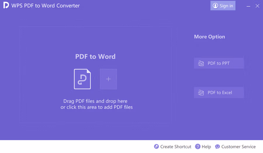 WPS PDF to Word Converter Screenshot 1