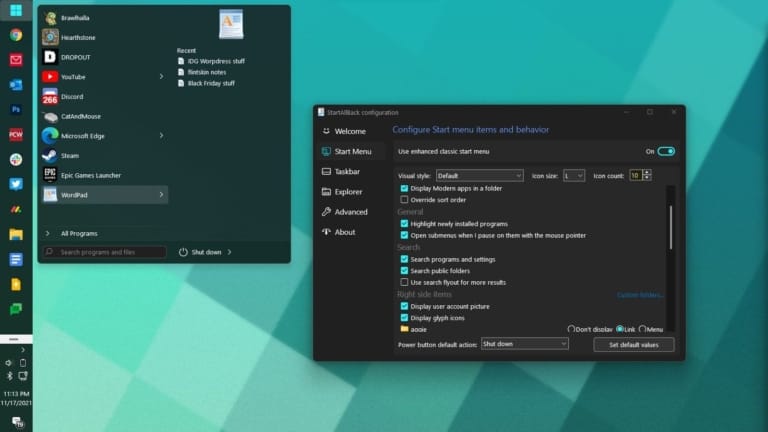 left taskbar