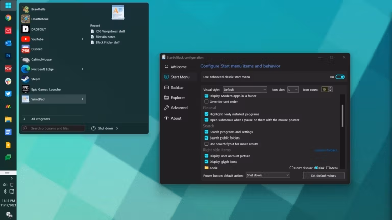 left taskbar