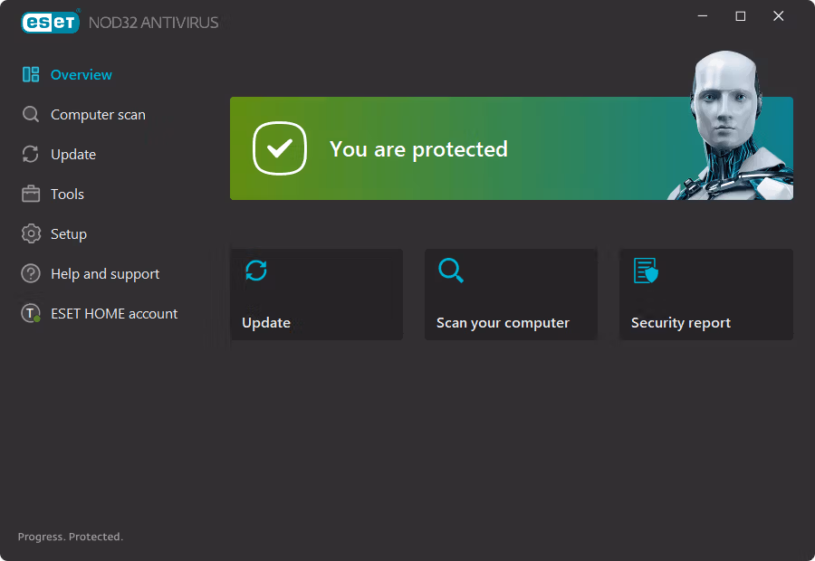 ESET NOD32 Antivirus 12 Main Window ESET NOD32 Antivirus 16 home dark