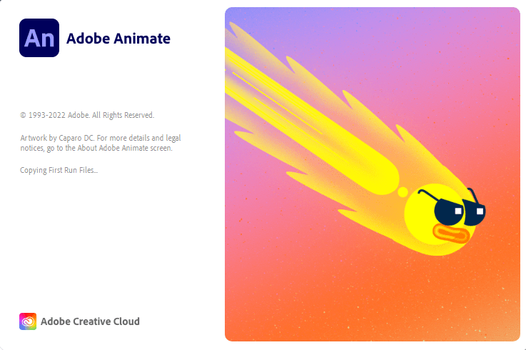 Adobe Animate 2023 Splash screen