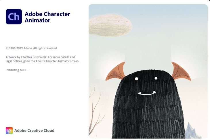 Adobe Character Animator 2023 Splash screen