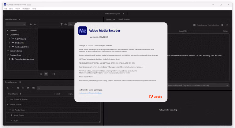 Adobe Media Encoder 2023 Screenshot
