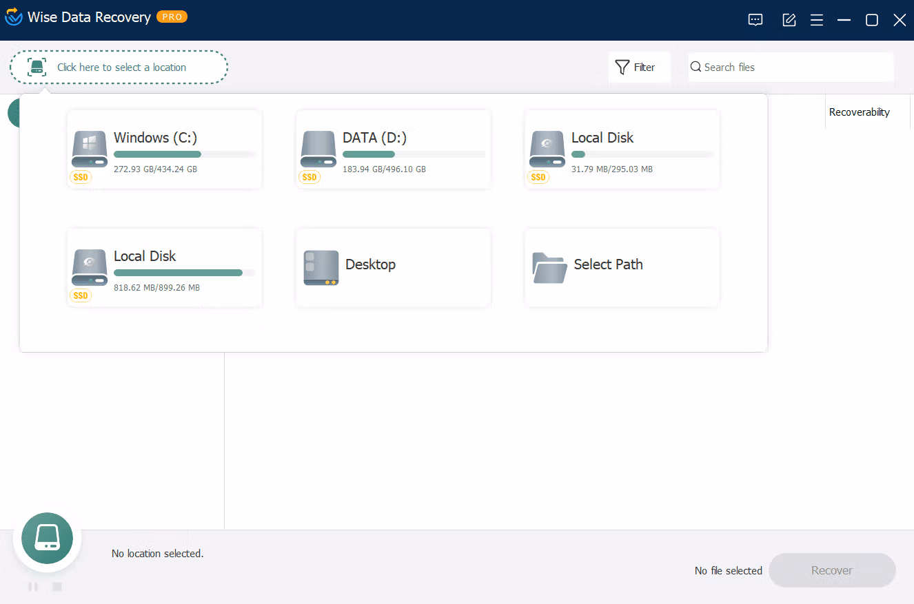 Wise Data Recovery Screenshot