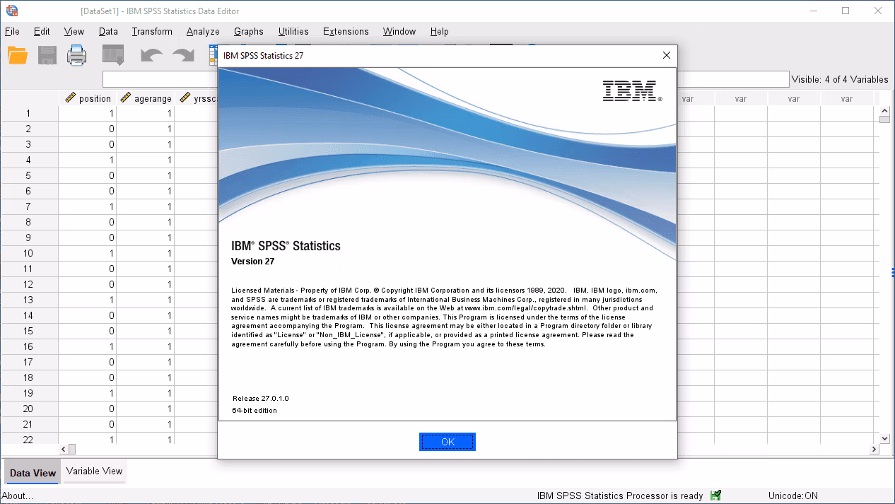 IBM SPSS Statistics 27 Screenshot