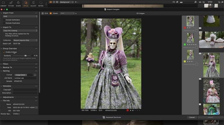 auto-sorts your images into groups