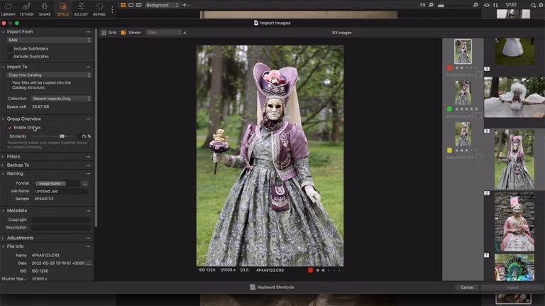 auto-sorts your images into groups