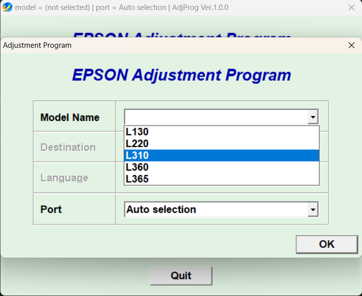 โปรแกรมเคลียร์ซับหมึก EPSON L series
