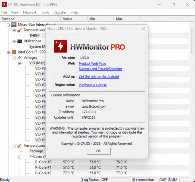 HWMonitor Pro Screenshot