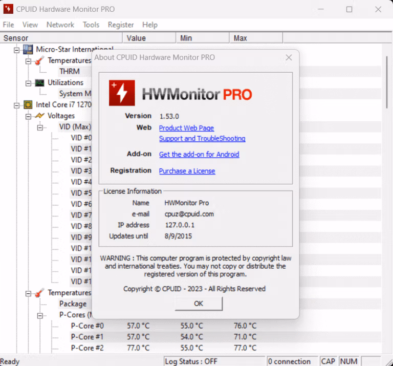 HWMonitor Pro Screenshot