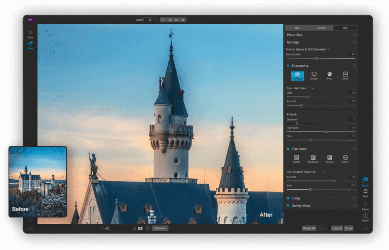 ON1 Resize AI 2023 UI