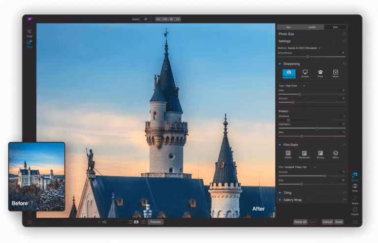 ON1 Resize AI 2023 UI