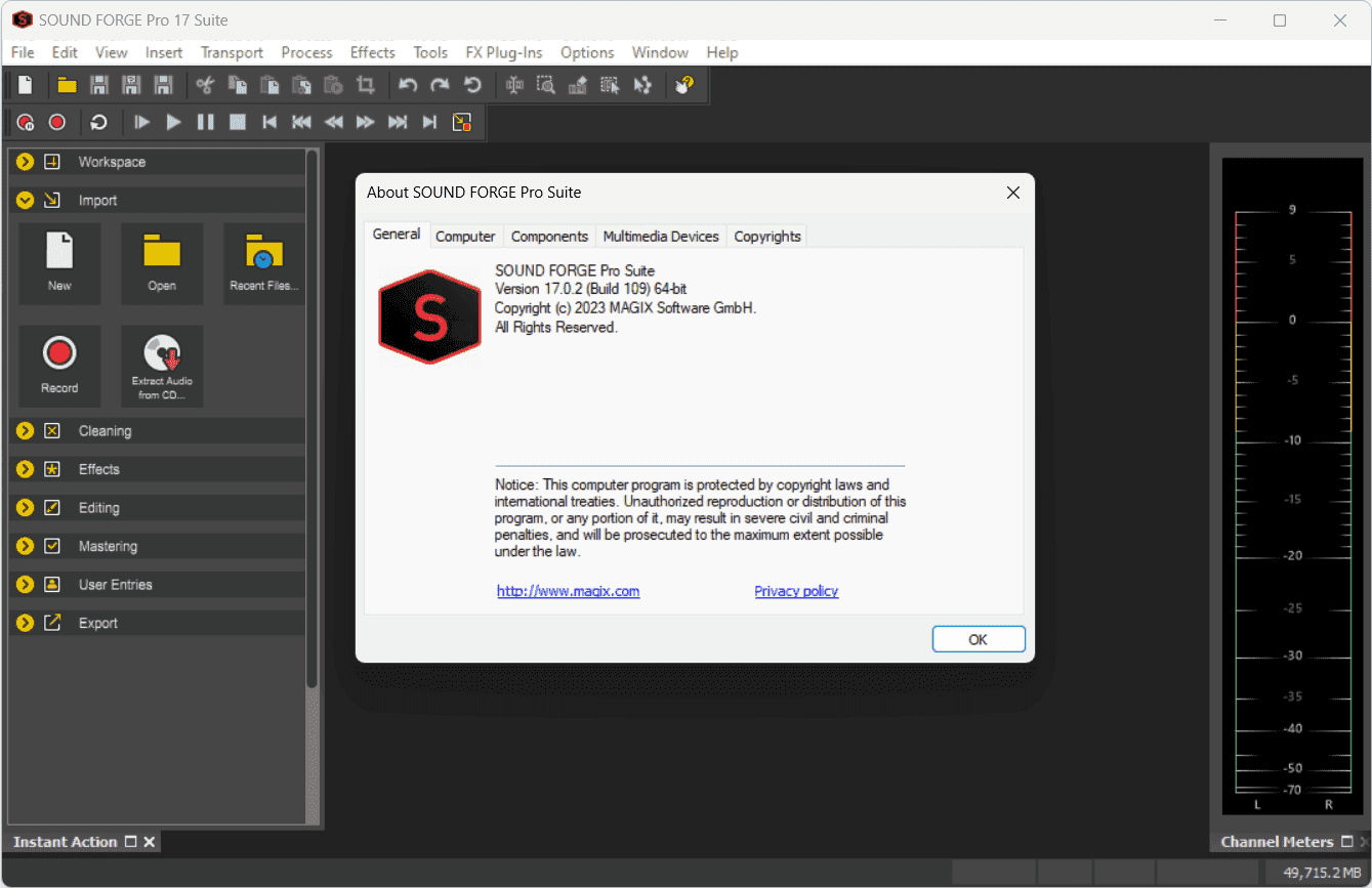 SOUND FORGE Pro Suite 17 Screenshot