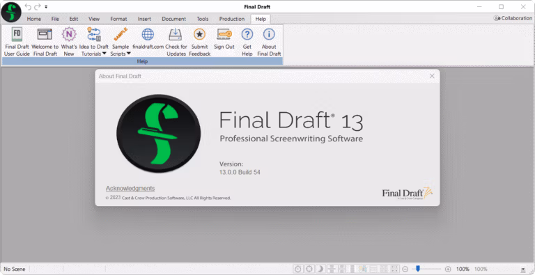 Final Draft Screenshot