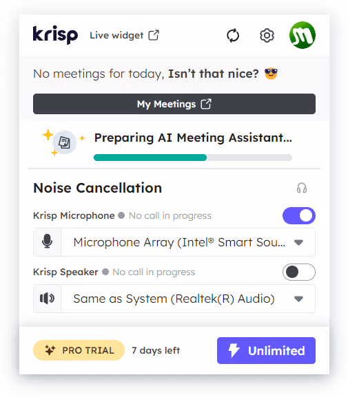 krisp screenshot