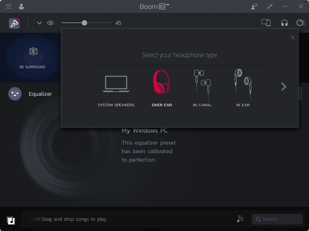 select headphone type