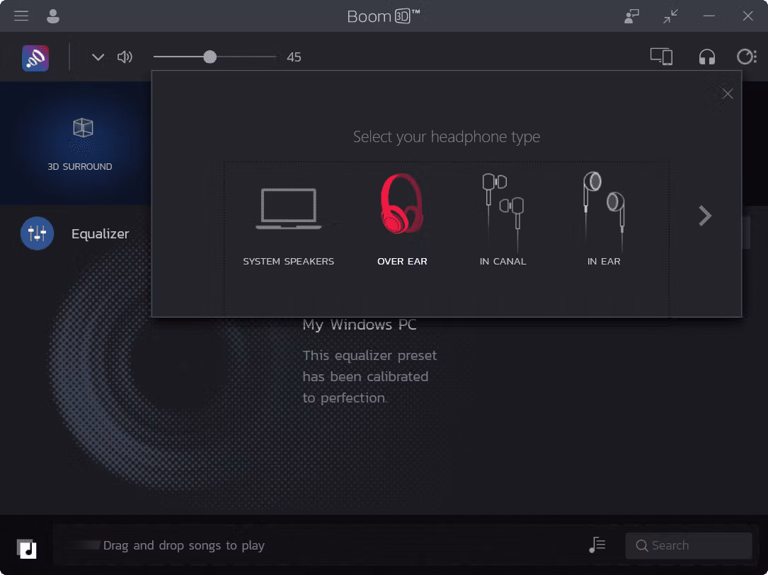 select headphone type