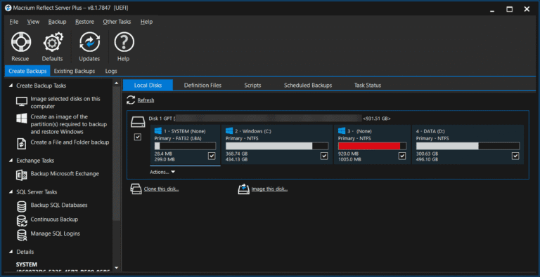 Macrium Reflect Screenshot