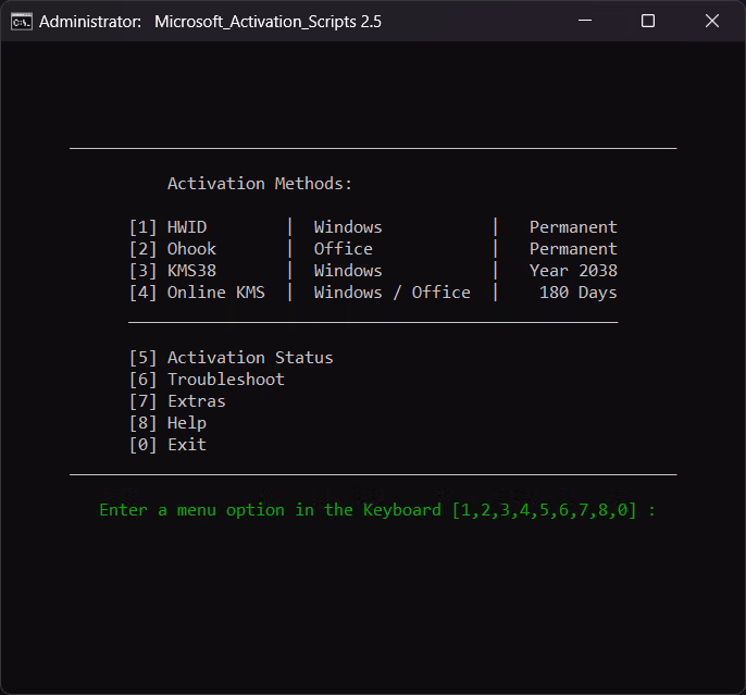 Microsoft Activation Scripts Screenshot