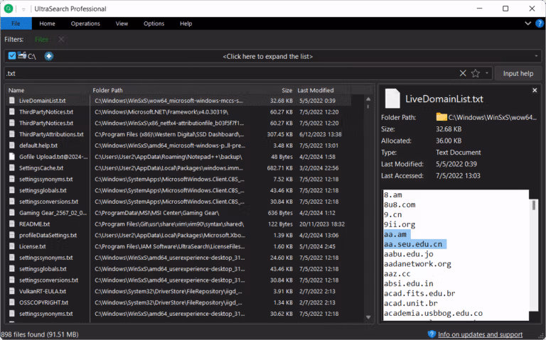 UltraSearch Text Edit