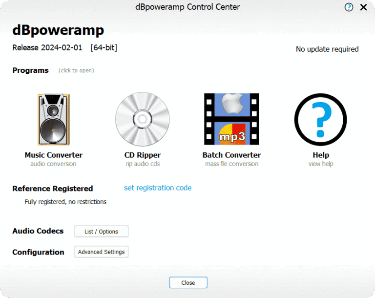 dBpoweramp Control Center