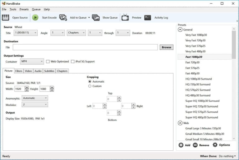 handbrake screenshot