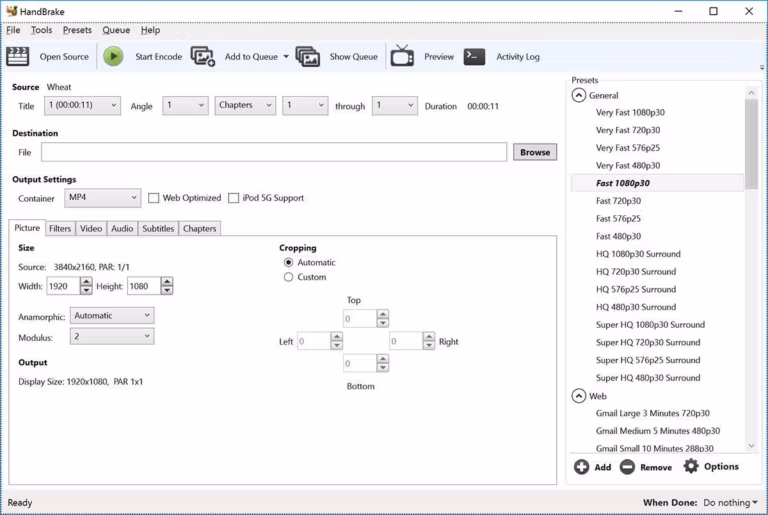 Handbrake screenshot