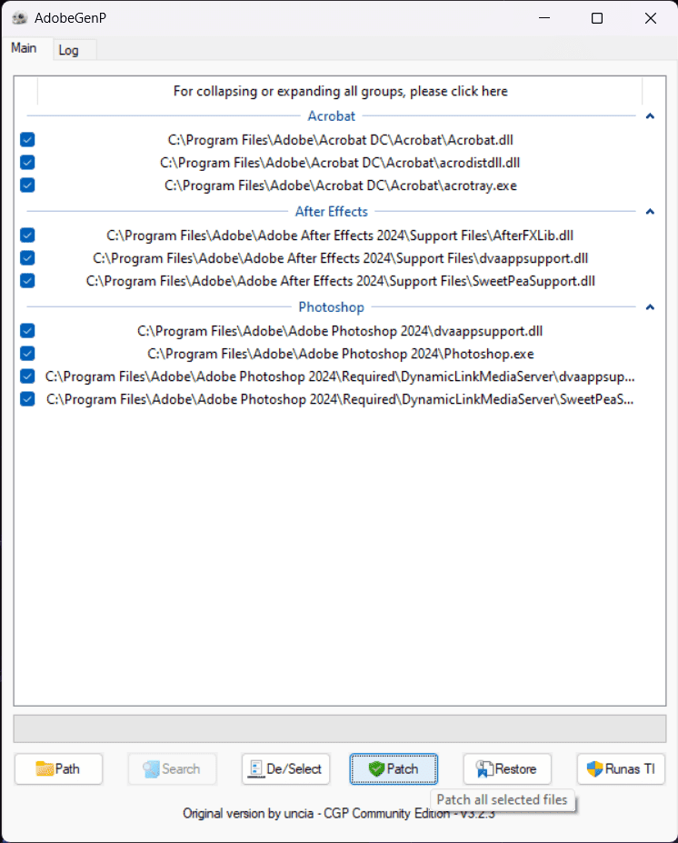 GenP Adobe List