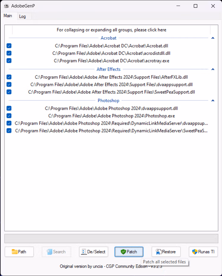 GenP Adobe List