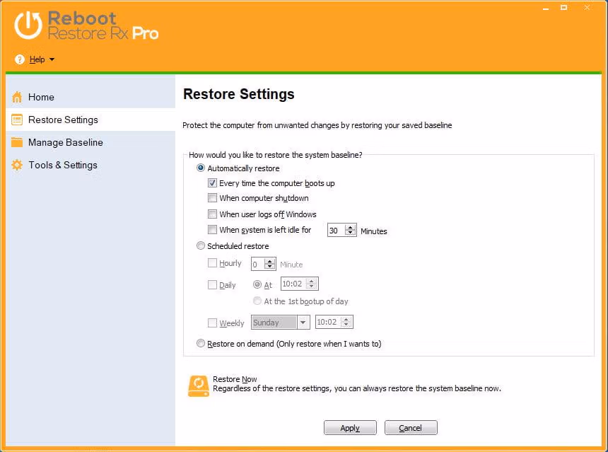 Restore Settings