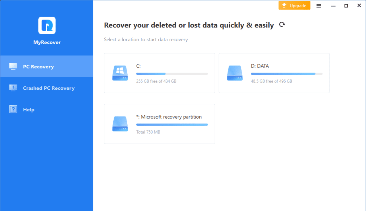 AOMEI MyRecover Screenshot
